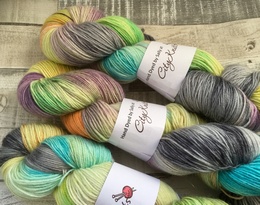 Hand Dyed By Sally 4 Ply BFL Rainbow through the clouds