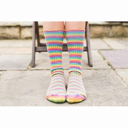 West Yorkshire Spinners Luxury Blue Faced Leicester Socks Size 3 -5 Rainbow