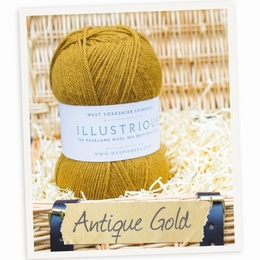 West Yorkshire Spinners Illustrious DK Cabled Hat and Mitts Kit Antique Gold 203