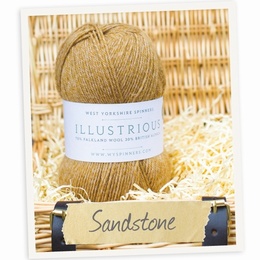 West Yorkshire Spinners Illustrious DK Cabled Hat and Mitts Kit Sandstone 723